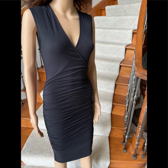 Mossimo Black Ruched Knee-Length Bodycon Dress Sz XS/TP - Picture 10 of 11
